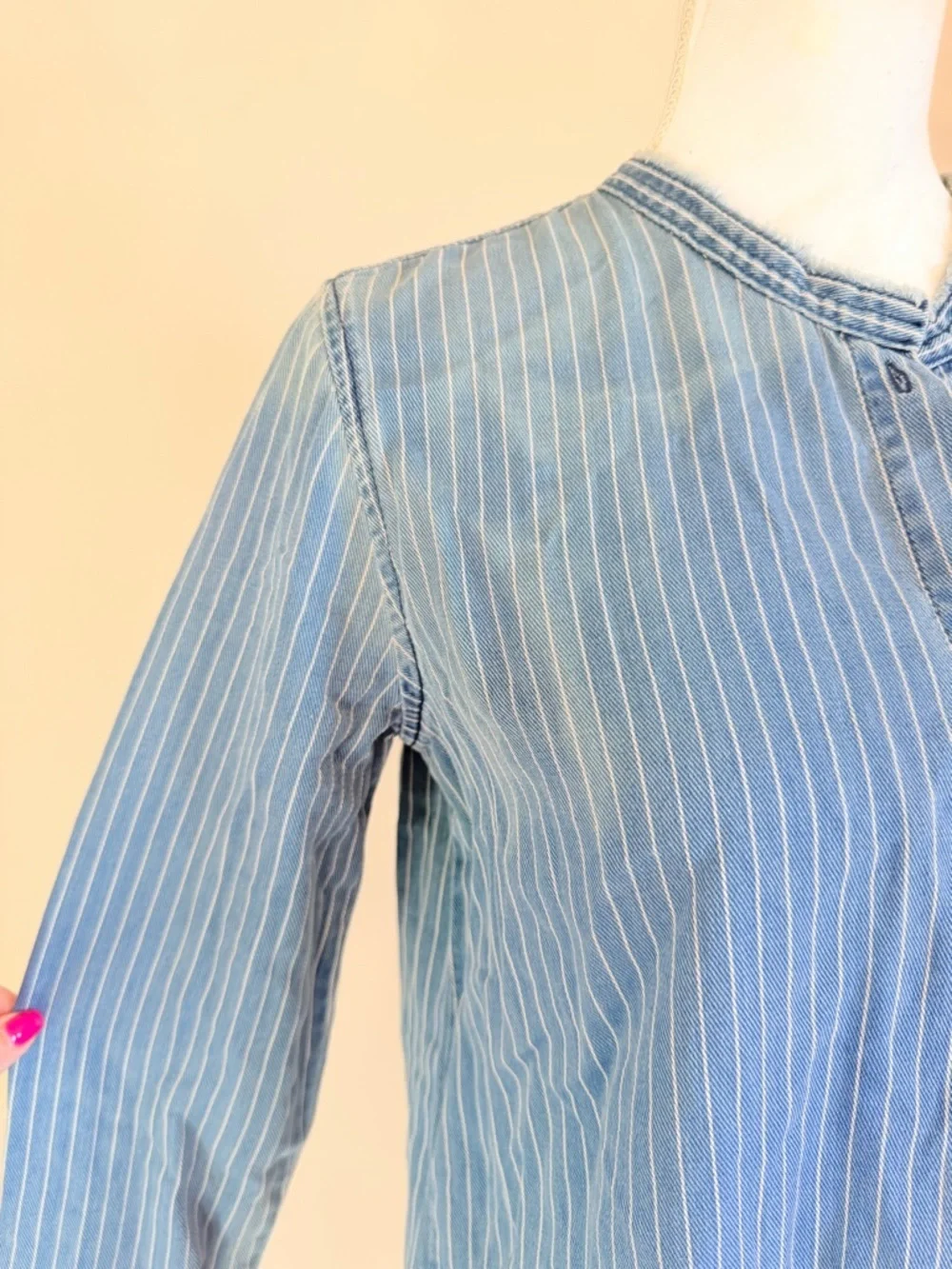 Sandrine Rose Free people striped denim jacket size small oversized soft NWT